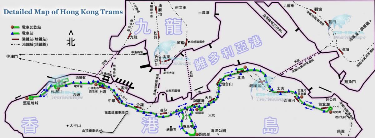 ट्राम हांगकांग का नक्शा