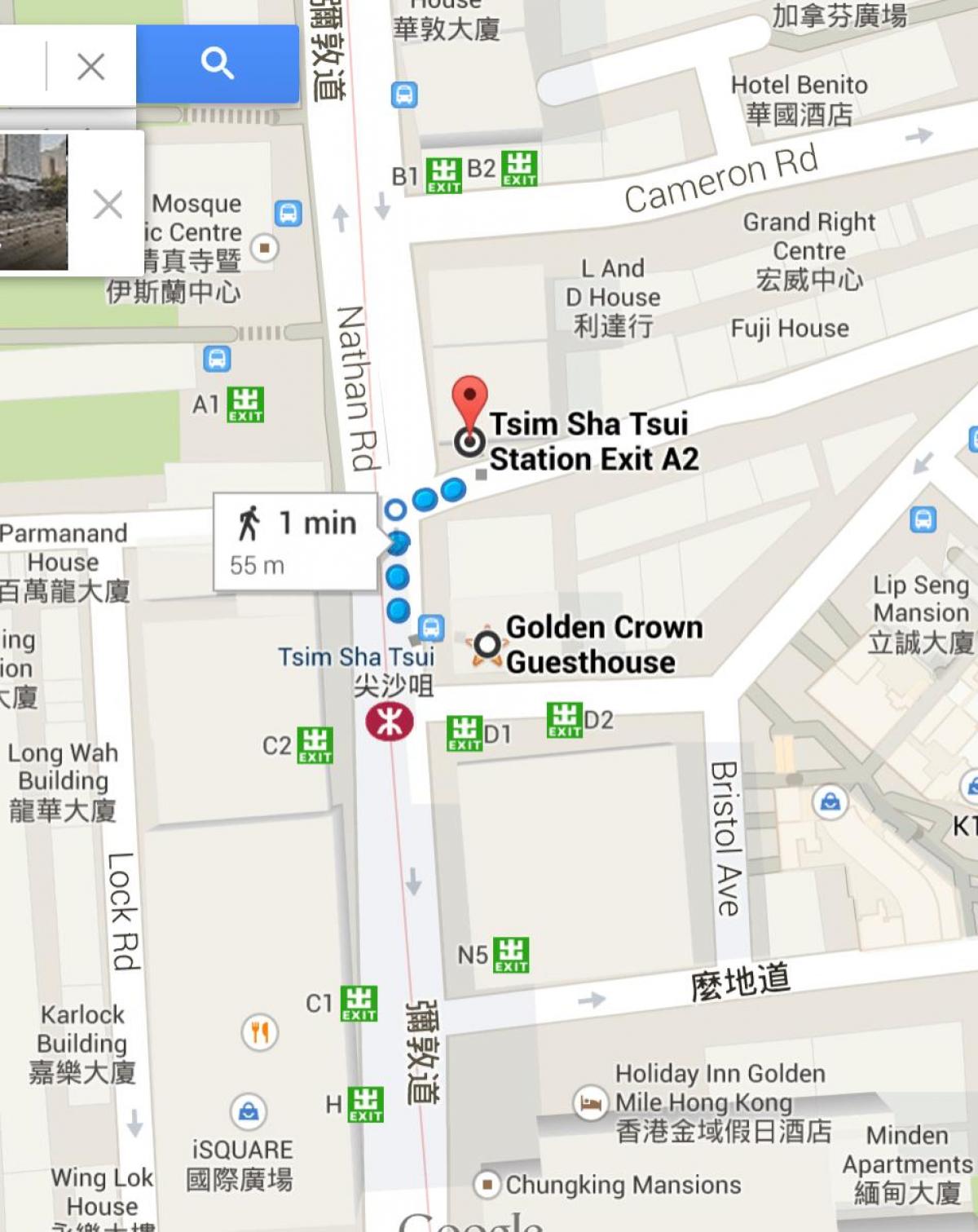 Tsim Sha Tsui एमटीआर स्टेशन का नक्शा