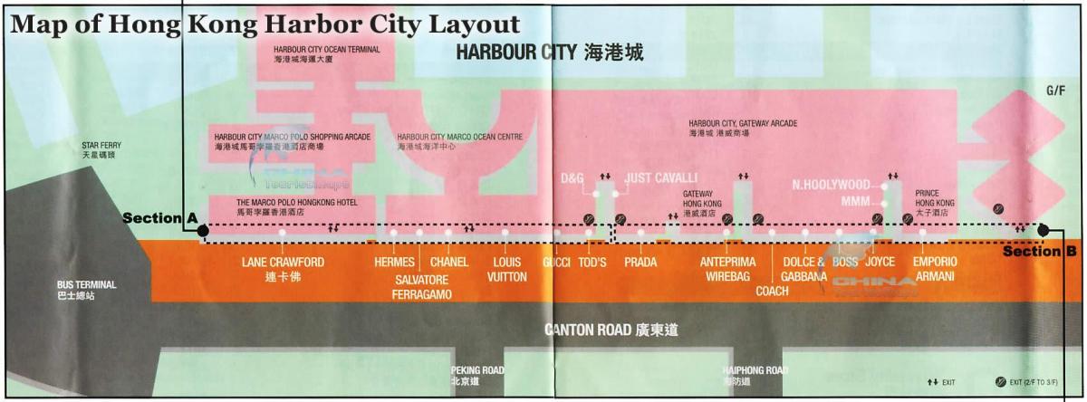 नक्शे के बंदरगाह शहर हांगकांग