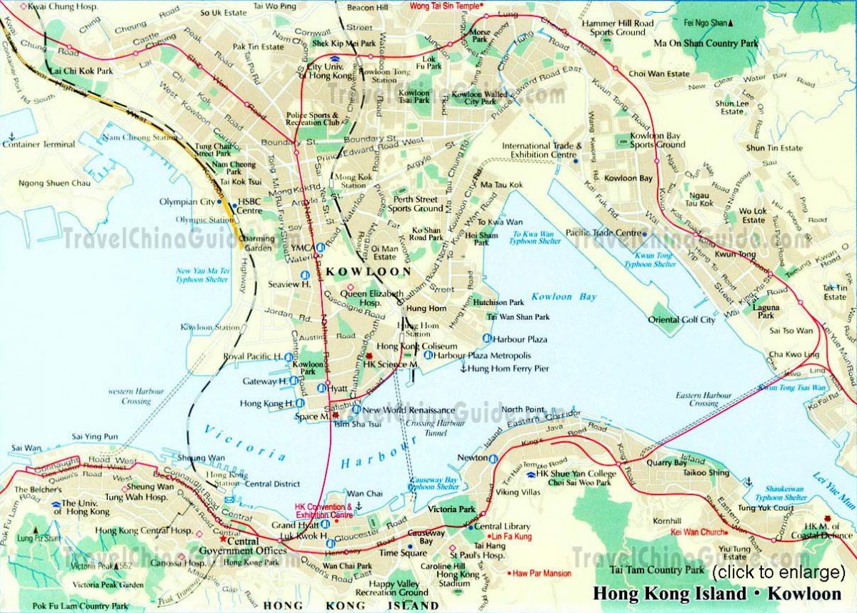 शहर हांगकांग का नक्शा