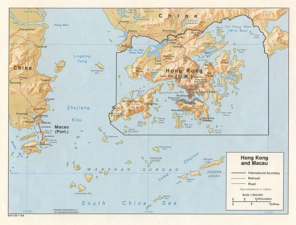 नक्शे के हांगकांग और मकाओ