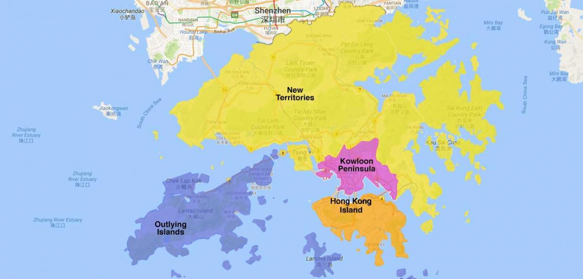नक्शा हांगकांग के क्षेत्र