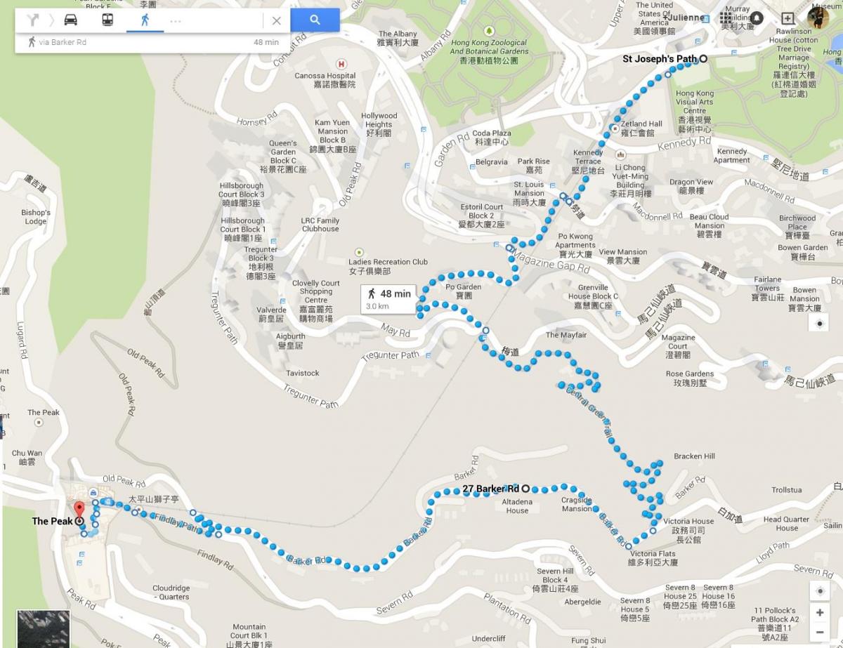 हाँग काँग लंबी पैदल यात्रा ट्रेल्स के नक्शे