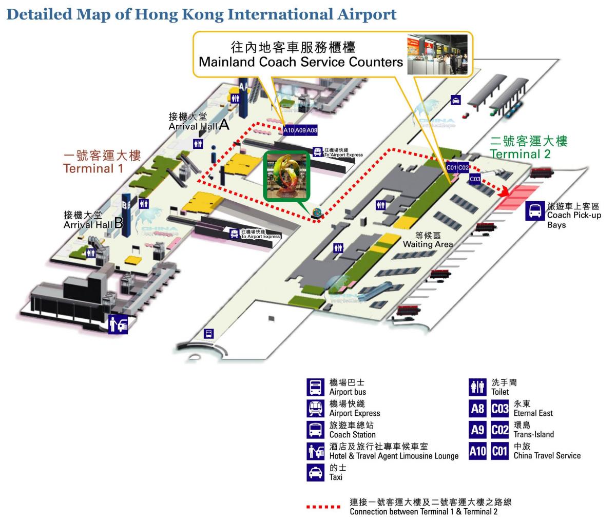 नक्शा हांगकांग के हवाई अड्डे