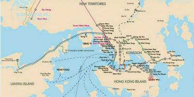 हांगकांग में नौका मार्गों के नक्शे