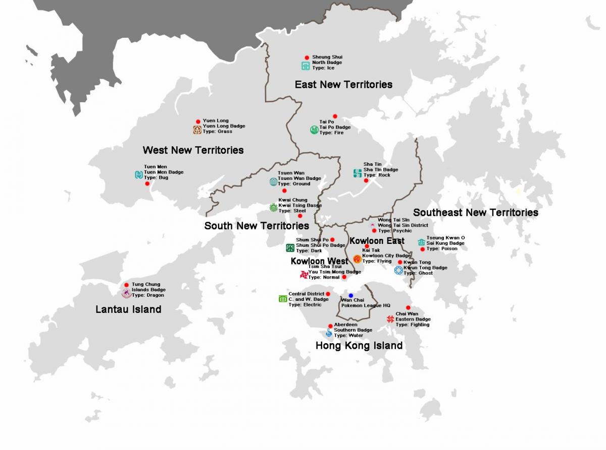 नक्शा हांगकांग के जिलों